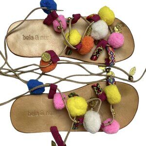 Bella & Nuni Boutique Pom Pom Gladiator Sandals Colorful 1
